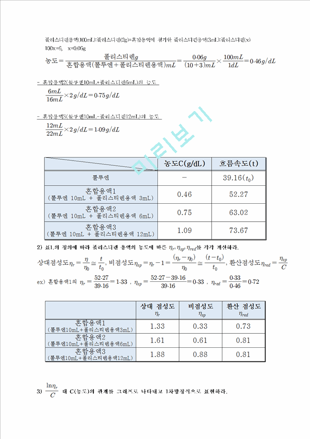 [공학] 응용화공기초실험 - 폴리스티렌의 고유점도 측정.hwp